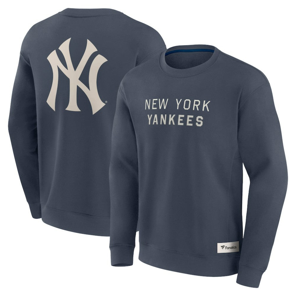 New York Yankees Fanatics Elements Future Ground Lettering Pullover Sweatshirt - Blue - Fanatics on Sale