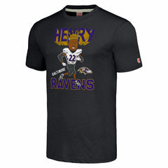 Derrick Henry Baltimore Ravens Homage Unisex Caricature Player Tri-Blend T-Shirt Charcoal