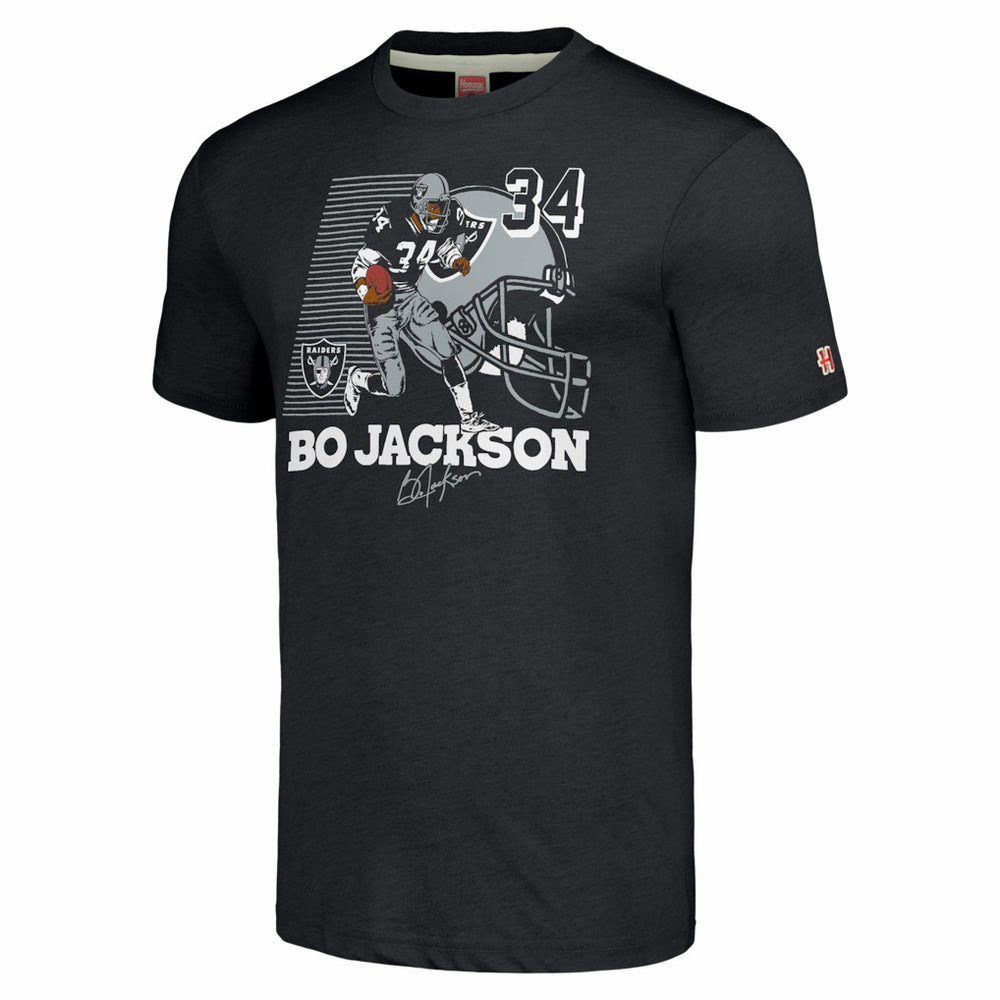 Bo Jackson Las Vegas Raiders Homage Unisex Caricature Retired Player Tri-Blend T-Shirt Charcoal