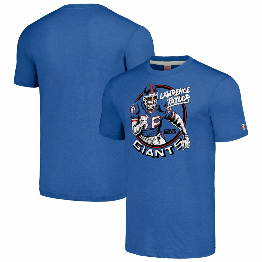 Lawrence Taylor New York Giants Homage Unisex Caricature Retired Player Tri-Blend T-Shirt Royal