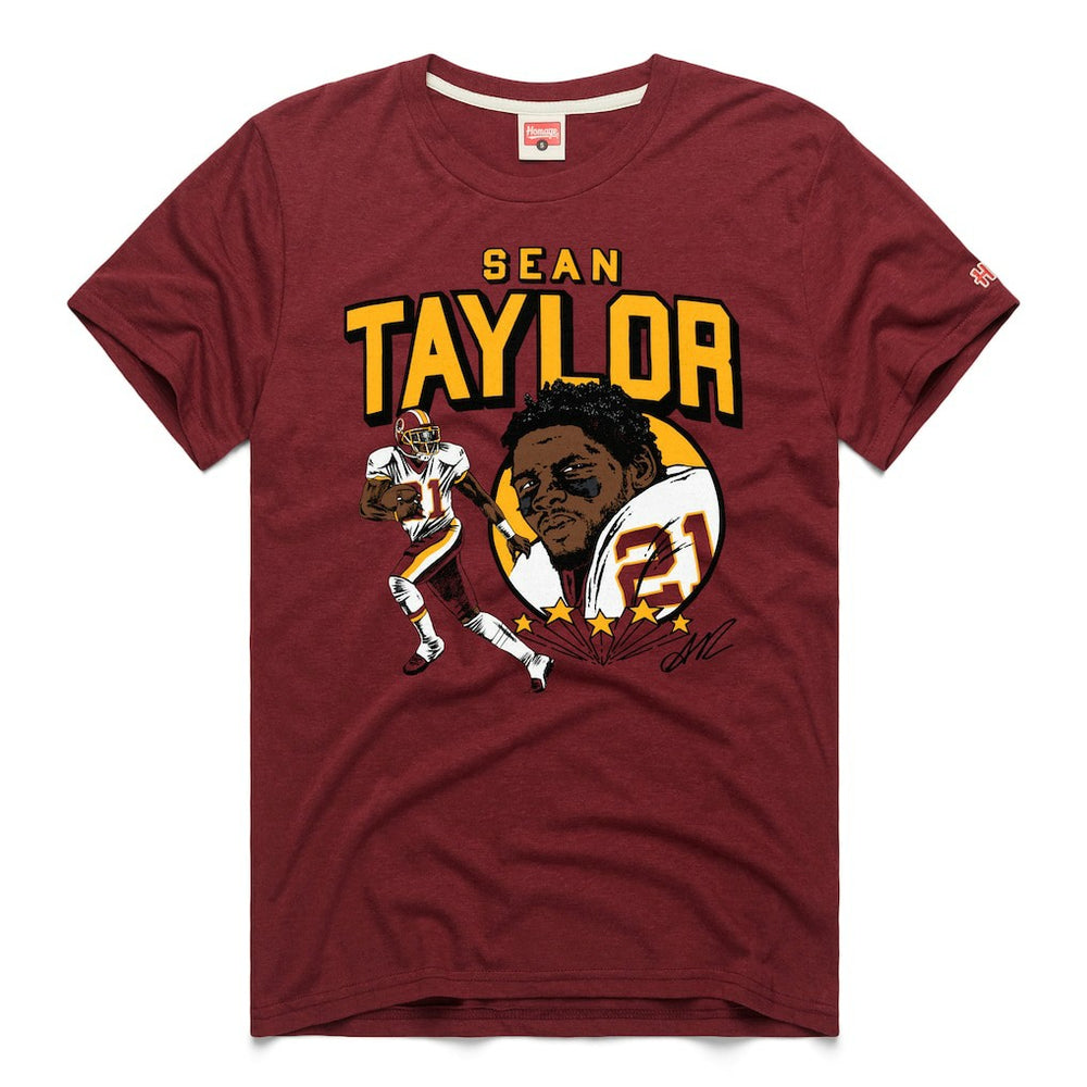 Sean Taylor Washington Commanders Homage Caricature Retired Player Tri-Blend T-Shirt Burgundy