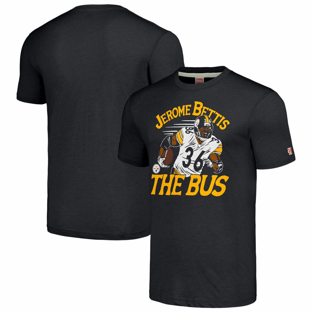 Jerome Bettis Pittsburgh Steelers Homage Caricature Retired Player Tri-Blend T-Shirt Charcoal