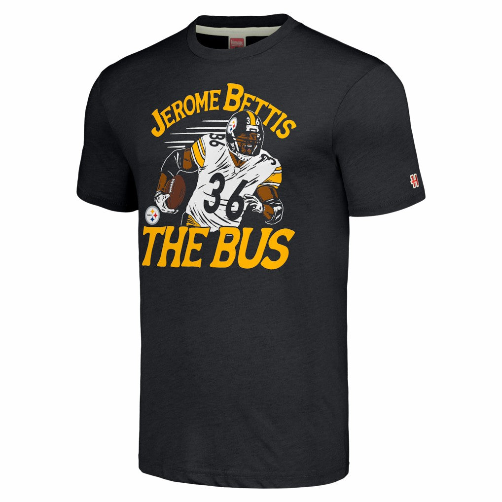 Jerome Bettis Pittsburgh Steelers Homage Caricature Retired Player Tri-Blend T-Shirt Charcoal
