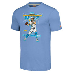 Justin Herbert Los Angeles Chargers Homage Unisex NFL Blitz Player Tri-Blend T-Shirt Heathered Powder Blue