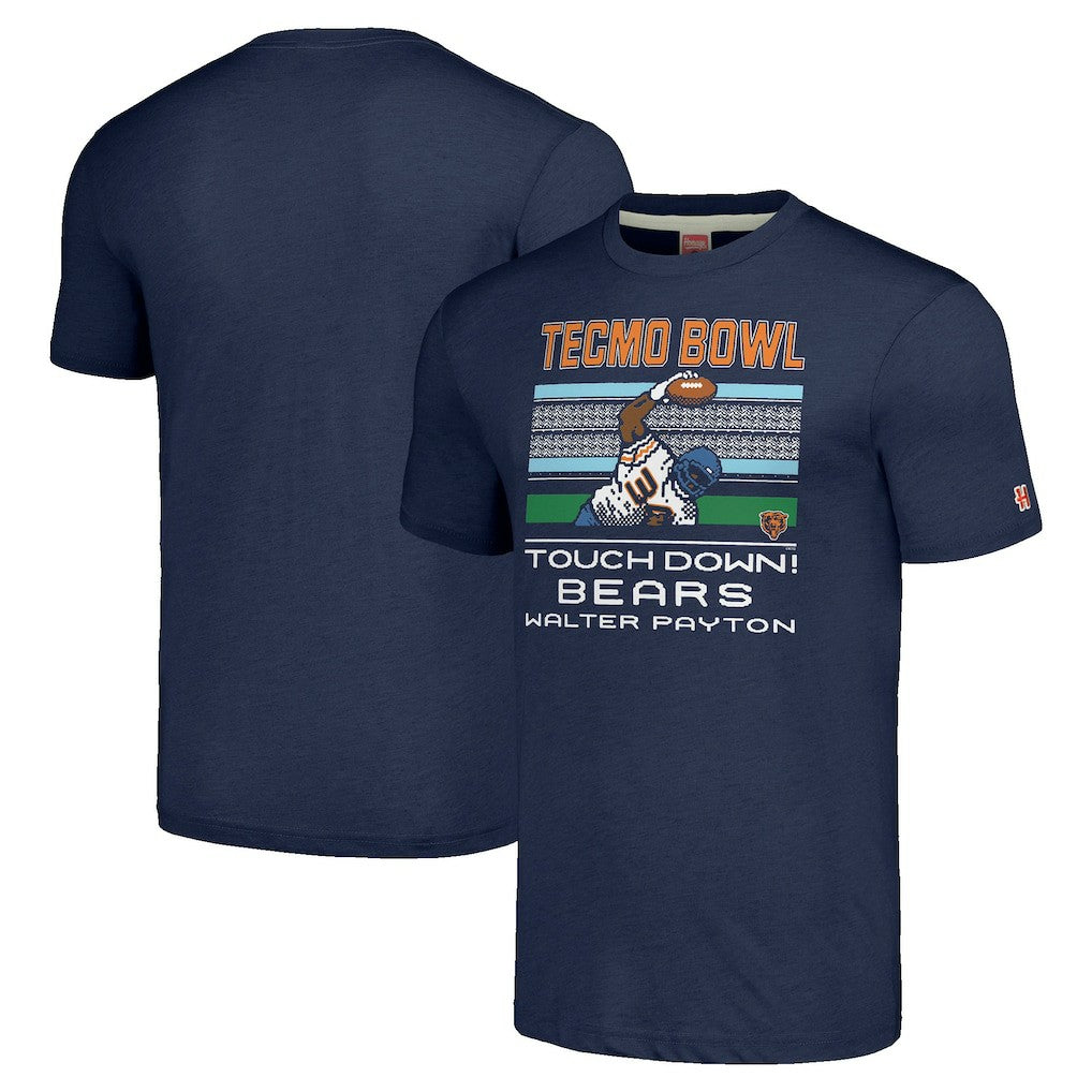 Walter Payton Chicago Bears Homage Unisex Tecmo Bowl Retired Player Graphic Tri-Blend T-Shirt Navy
