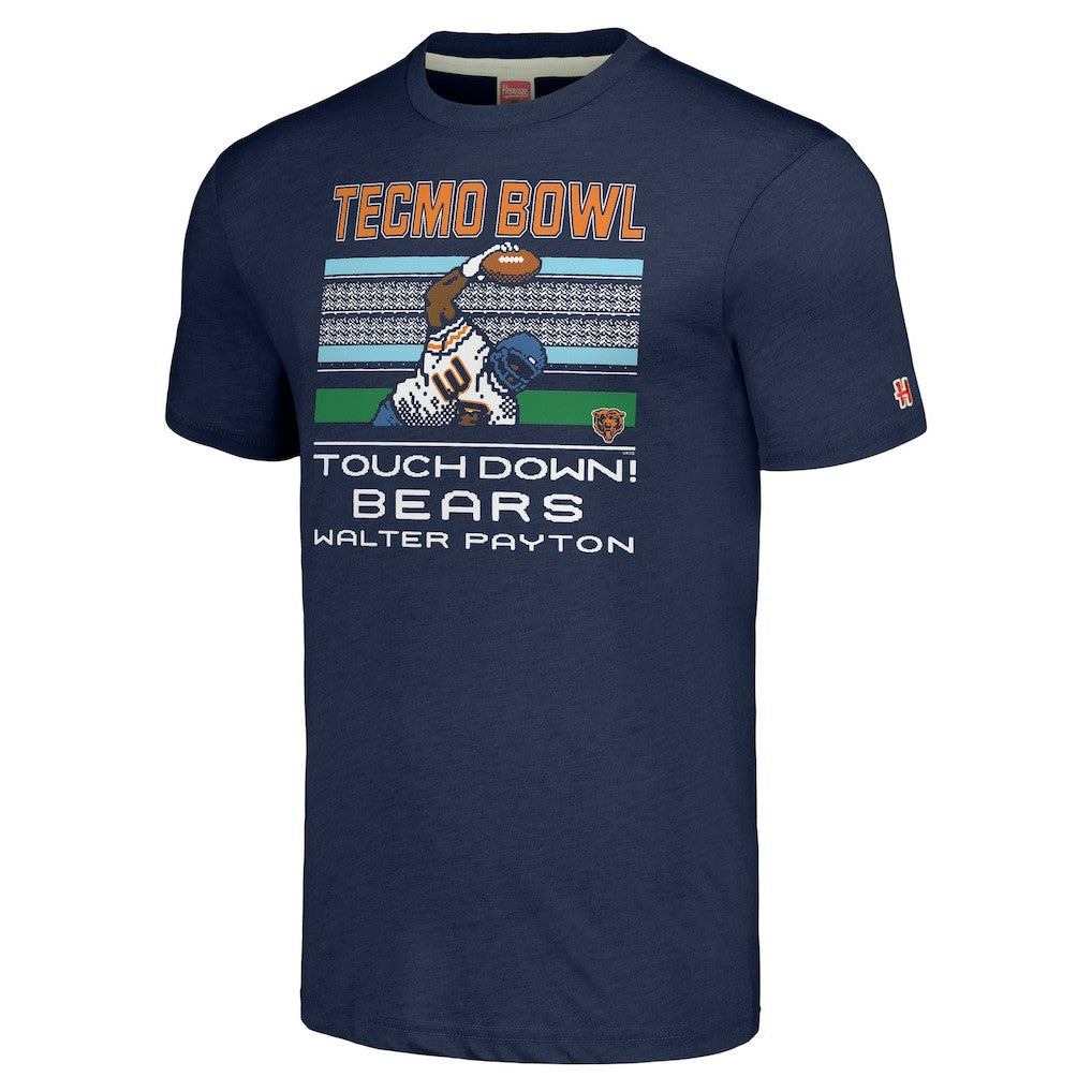 Walter Payton Chicago Bears Homage Unisex Tecmo Bowl Retired Player Graphic Tri-Blend T-Shirt Navy