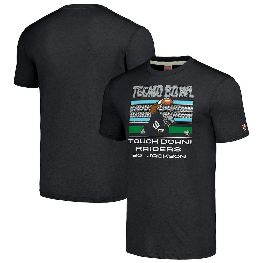 Bo Jackson Las Vegas Raiders Homage Unisex Tecmo Bowl Retired Player Graphic Tri-Blend T-Shirt Charcoal