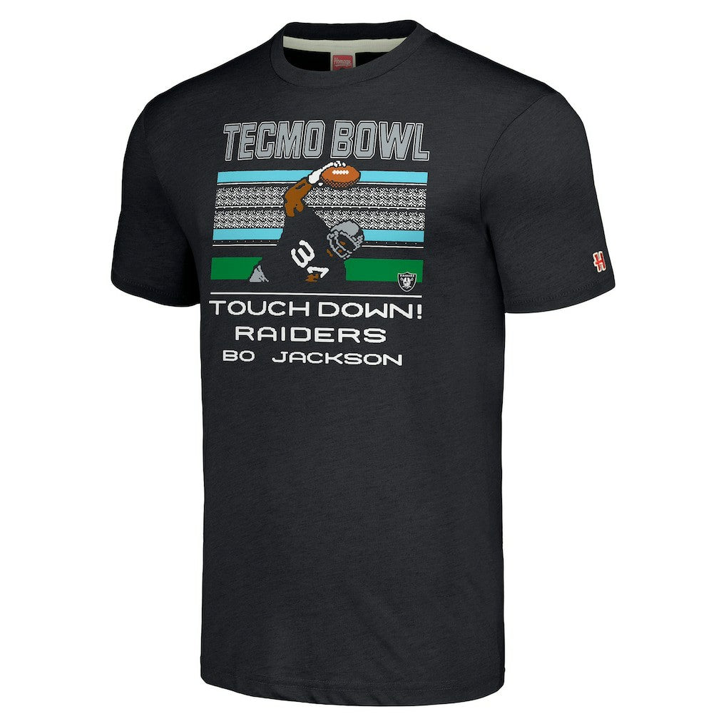 Bo Jackson Las Vegas Raiders Homage Unisex Tecmo Bowl Retired Player Graphic Tri-Blend T-Shirt Charcoal