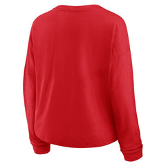 Detroit Red Wings Fanatics Women's Oversized All Out Effort Long Sleeve Henley T-Shirt - Red - NHL 201742849