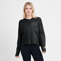 Pittsburgh Penguins Fanatics Women's Oversized All Out Effort Long Sleeve Henley T-Shirt - Black - NHL 201742853