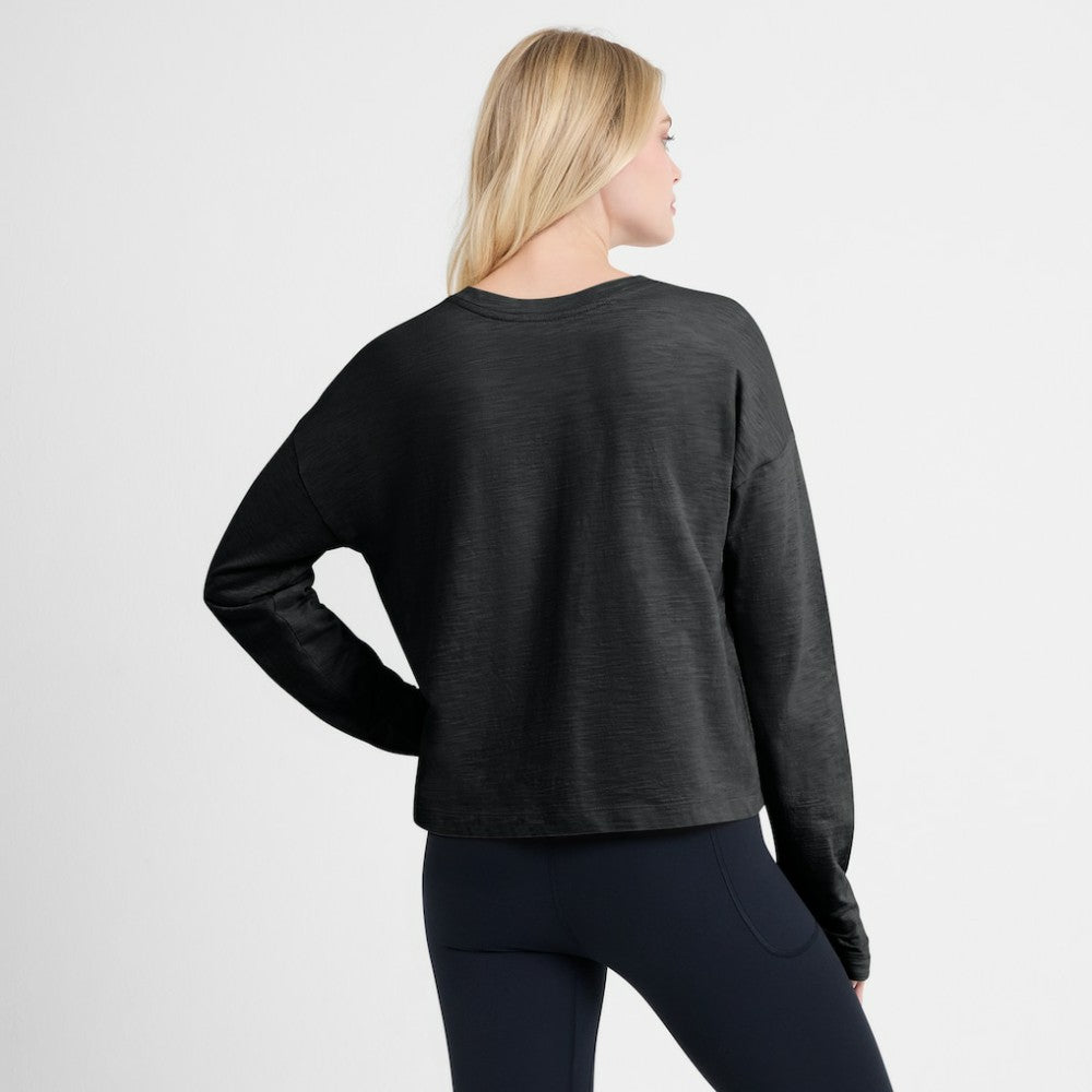 Pittsburgh Penguins Fanatics Women's Oversized All Out Effort Long Sleeve Henley T-Shirt - Black - NHL 201742853
