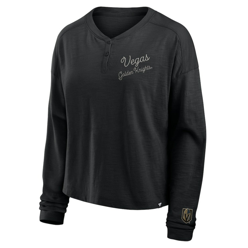 Vegas Golden Knights Fanatics Women's Oversized All Out Effort Long Sleeve Henley T-Shirt - Black - NHL 201742854