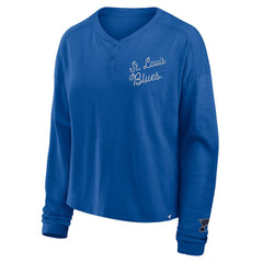 St. Louis Blues Fanatics Women's Oversized All Out Effort Long Sleeve Henley T-Shirt - Blue - NHL 201742857