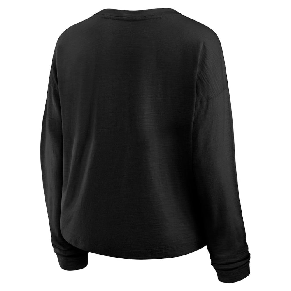 Boston Bruins Fanatics Women's Oversized All Out Effort Long Sleeve Henley T-Shirt - Black - NHL 201742859