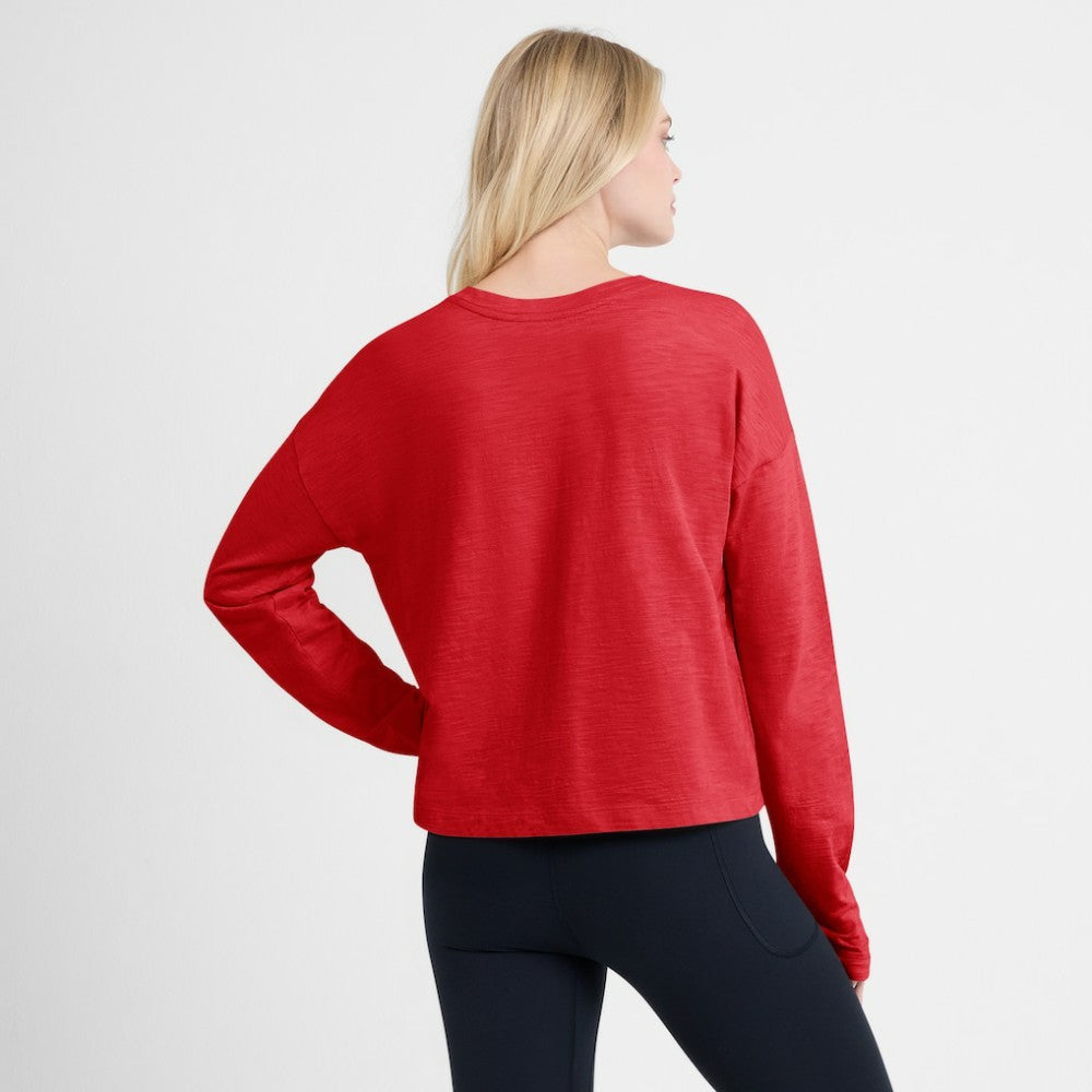 New Jersey Devils Fanatics Women's Oversized All Out Effort Long Sleeve Henley T-Shirt - Red - NHL 201742861