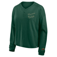Minnesota Wild Fanatics Women's Oversized All Out Effort Long Sleeve Henley T-Shirt - Green - NHL 201742863