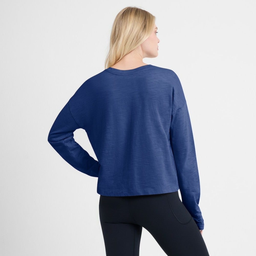 Tampa Bay Lightning Fanatics Women's Oversized All Out Effort Long Sleeve Henley T-Shirt - Blue - NHL 201742867
