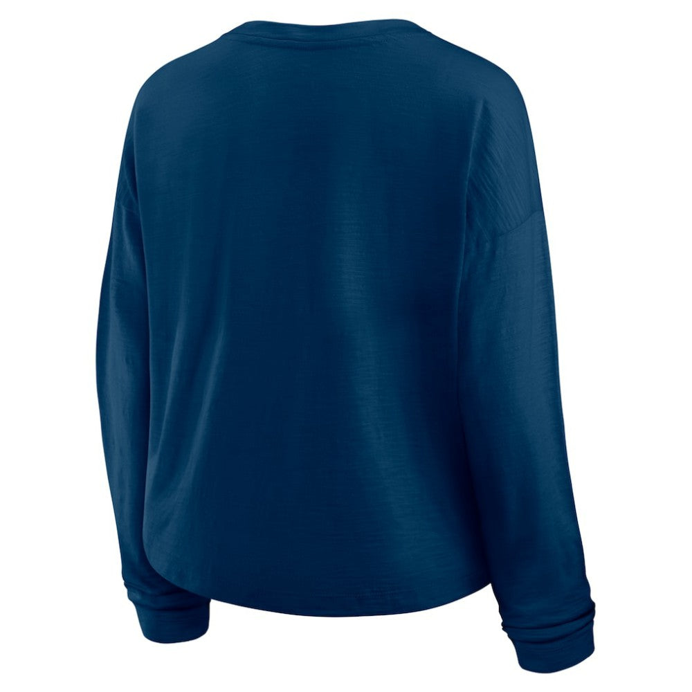Seattle Kraken Fanatics Women's Oversized All Out Effort Long Sleeve Henley T-Shirt - Deep Sea Blue - NHL 201742868