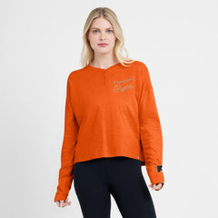 Philadelphia Flyers Fanatics Women's Oversized All Out Effort Long Sleeve Henley T-Shirt - Orange - NHL 201742869
