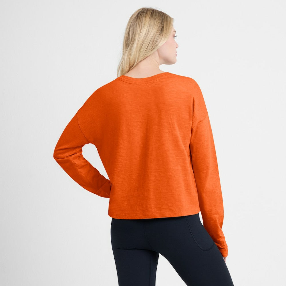 Philadelphia Flyers Fanatics Women's Oversized All Out Effort Long Sleeve Henley T-Shirt - Orange - NHL 201742869