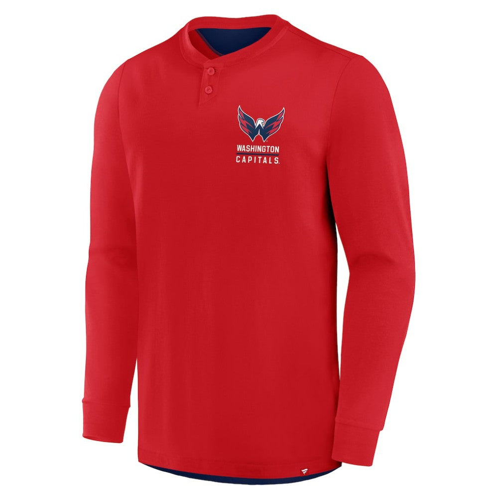 Washington Capitals Fanatics Adrenaline Push Long Sleeve Henley Shirt - Red - NHL 201742878