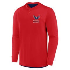Washington Capitals Fanatics Adrenaline Push Long Sleeve Henley Shirt - Red - NHL 201742878