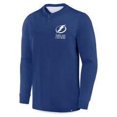 Tampa Bay Lightning Fanatics Adrenaline Push Long Sleeve Henley Shirt - Blue - NHL 201742883