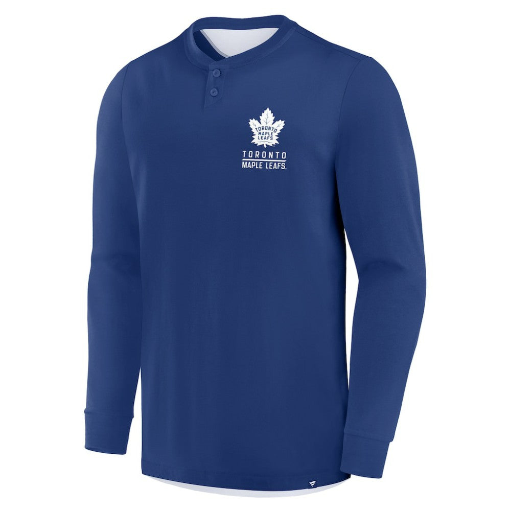 Toronto Maple Leafs Fanatics Adrenaline Push Long Sleeve Henley Shirt - Blue - NHL 201742884