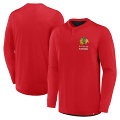 Chicago Blackhawks Fanatics Adrenaline Push Long Sleeve Henley Shirt - Red - NHL 201742885
