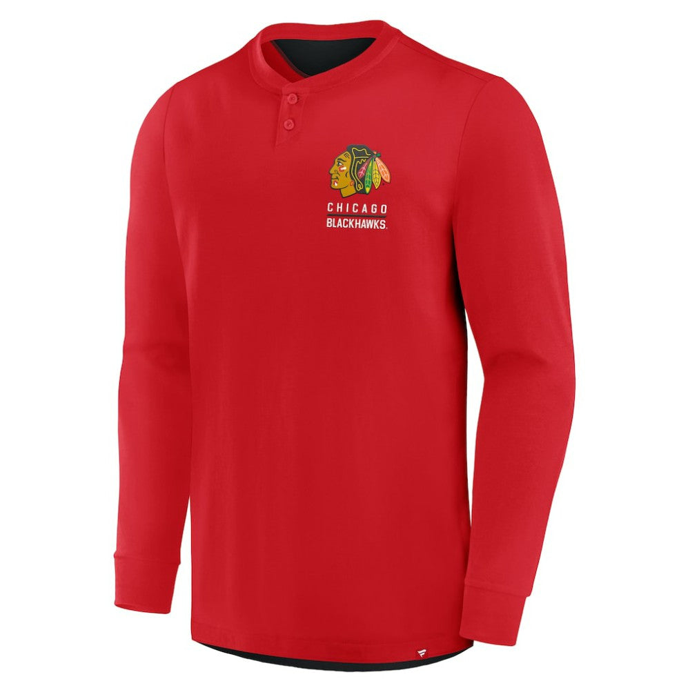 Chicago Blackhawks Fanatics Adrenaline Push Long Sleeve Henley Shirt - Red - NHL 201742885