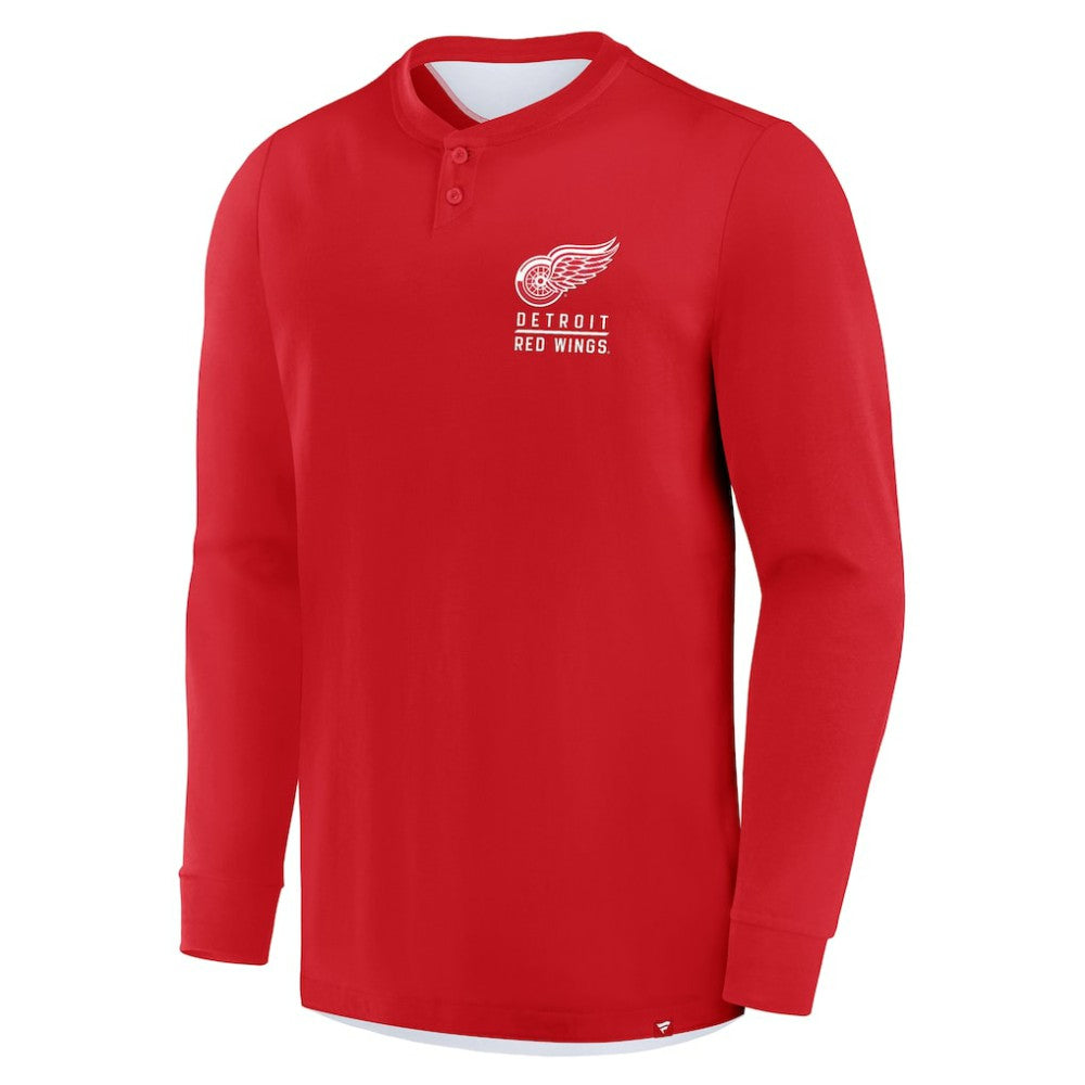 Detroit Red Wings Fanatics Adrenaline Push Long Sleeve Henley Shirt - Red - NHL 201742890
