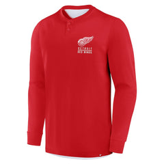 Detroit Red Wings Fanatics Adrenaline Push Long Sleeve Henley Shirt - Red - NHL 201742890