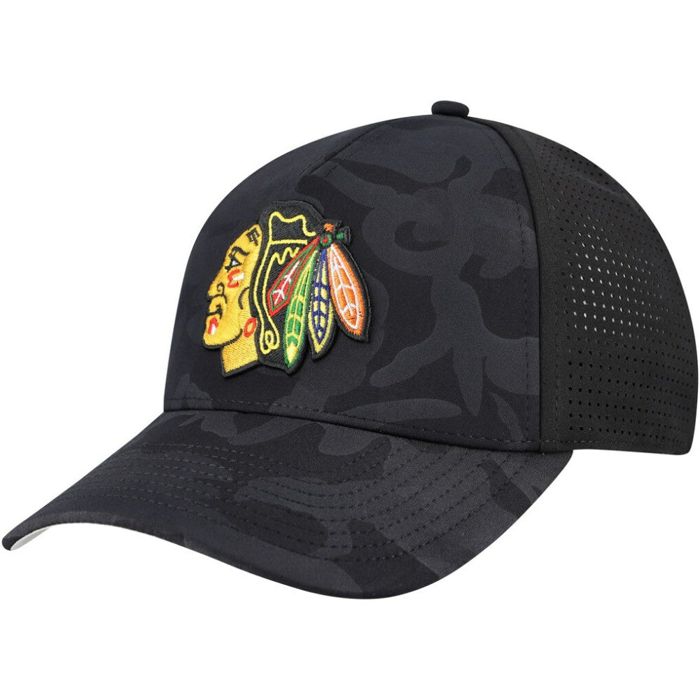 Chicago Blackhawks American Needle Valin Camo Super Tech Vented Adjustable Hat - Black - NHL 201747161