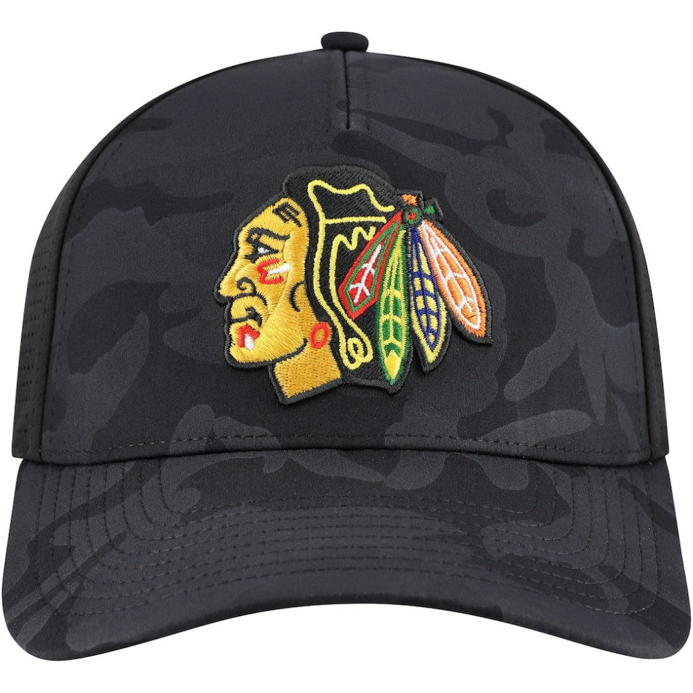 Chicago Blackhawks American Needle Valin Camo Super Tech Vented Adjustable Hat - Black - NHL 201747161