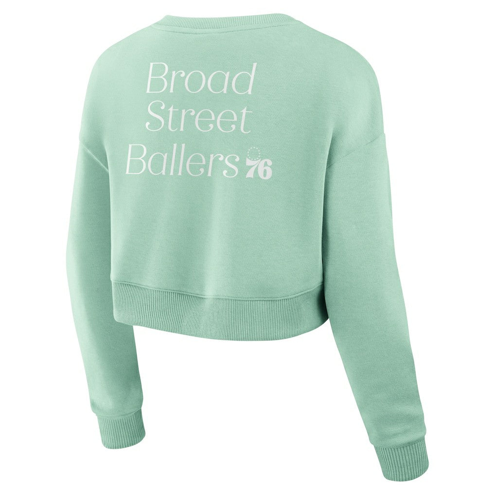 Philadelphia 76ers Women's Studio Tri-Blend Cropped Pullover Sweatshirt Mint | Fanatics discount