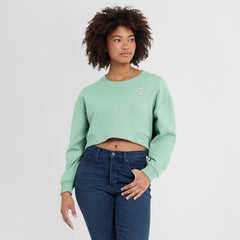 New York Knicks Women's Studio Tri-Blend Cropped Pullover Sweatshirt Mint | Fanatics discount