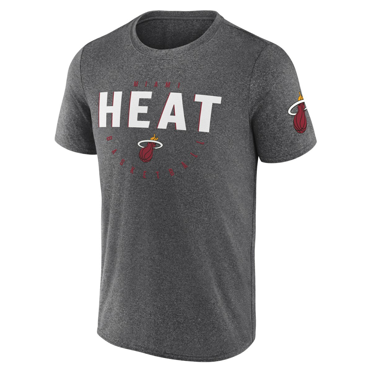 Miami Heat Logo Athletic Block Practice Performance T-Shirt Heather Charcoal