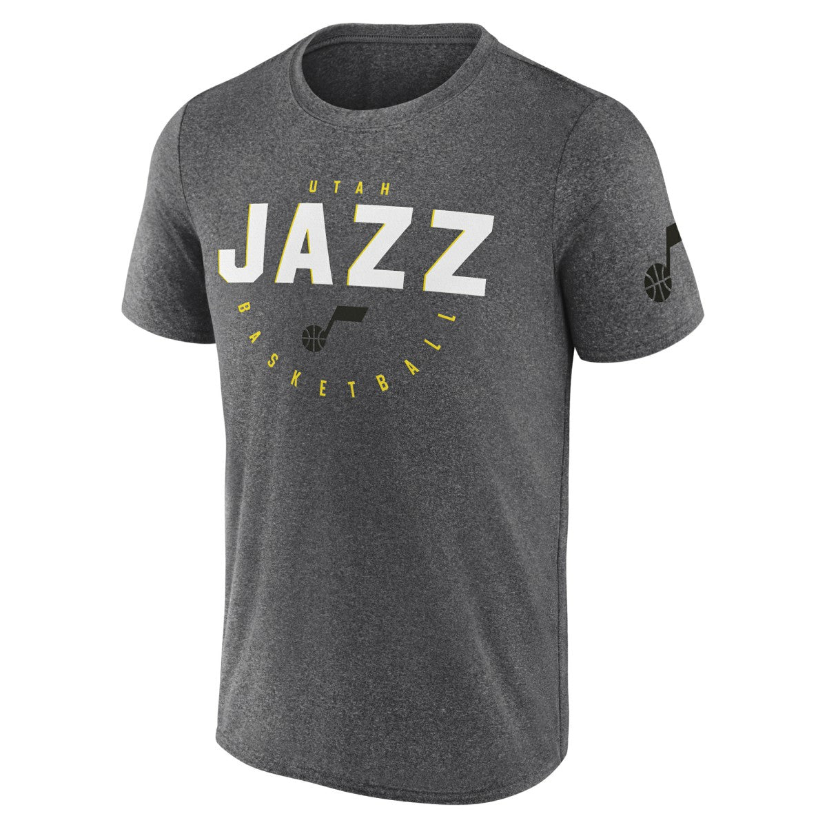 Utah Jazz Logo Athletic Block Practice Performance T-Shirt Heather Charcoal