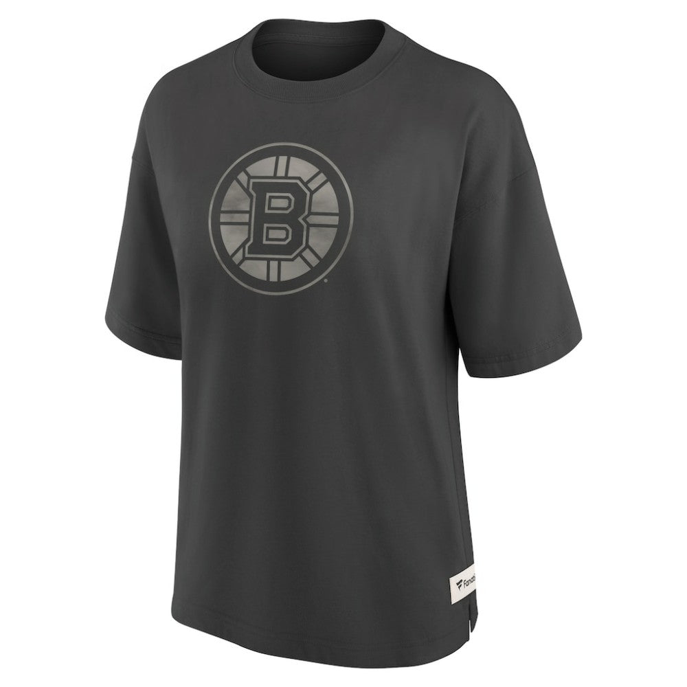 Boston Bruins Fanatics Women's Oversized Elements Raw Edge Future Ground T-Shirt - Charcoal - NHL 201752496