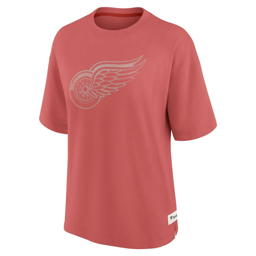 Detroit Red Wings Fanatics Women's Oversized Elements Raw Edge Future Ground T-Shirt - Red - NHL 201752499
