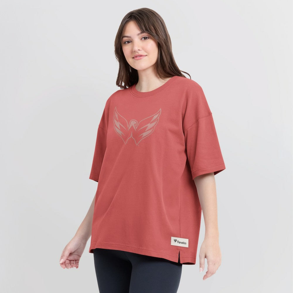 Washington Capitals Fanatics Women's Oversized Elements Raw Edge Future Ground T-Shirt - Red - NHL 201752500