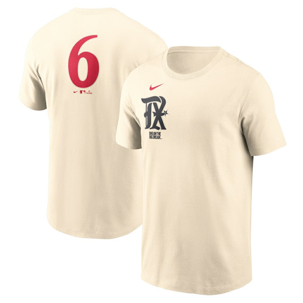 Texas Rangers Nike City Connect Fuse Name & Number T-Shirt - Natural - Nike Sale