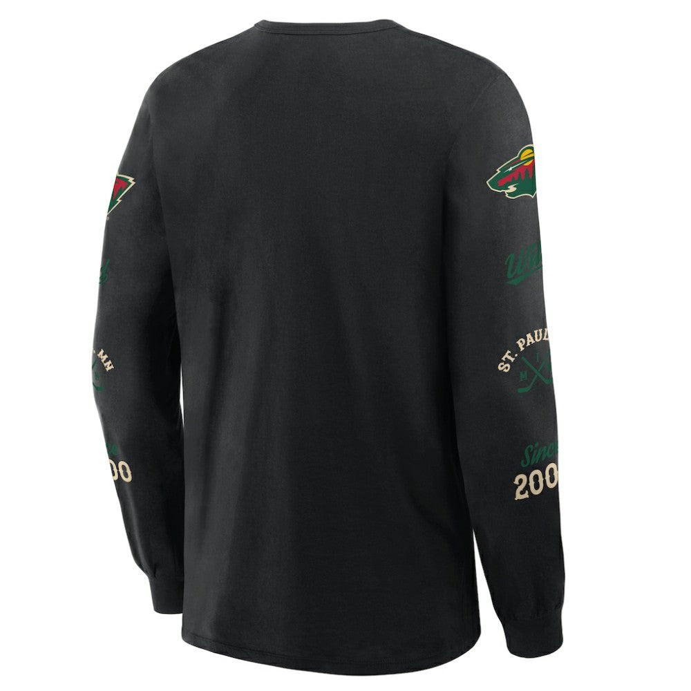 Minnesota Wild Fanatics Boxed In Legacy Long Sleeve T-Shirt - Black - NHL 201826838