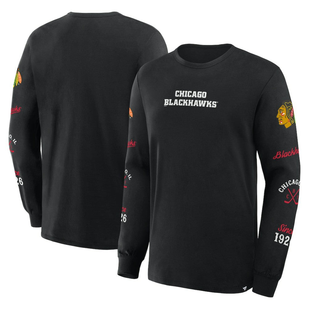 Chicago Blackhawks Fanatics Boxed In Legacy Long Sleeve T-Shirt - Black - NHL 201826840