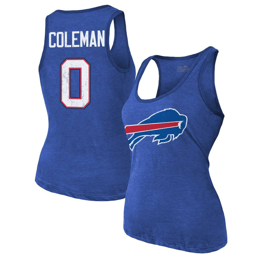 Keon Coleman Buffalo Bills Majestic Threads Women's Name & Number Tri-Blend Scoop Neck Tank Top Royal