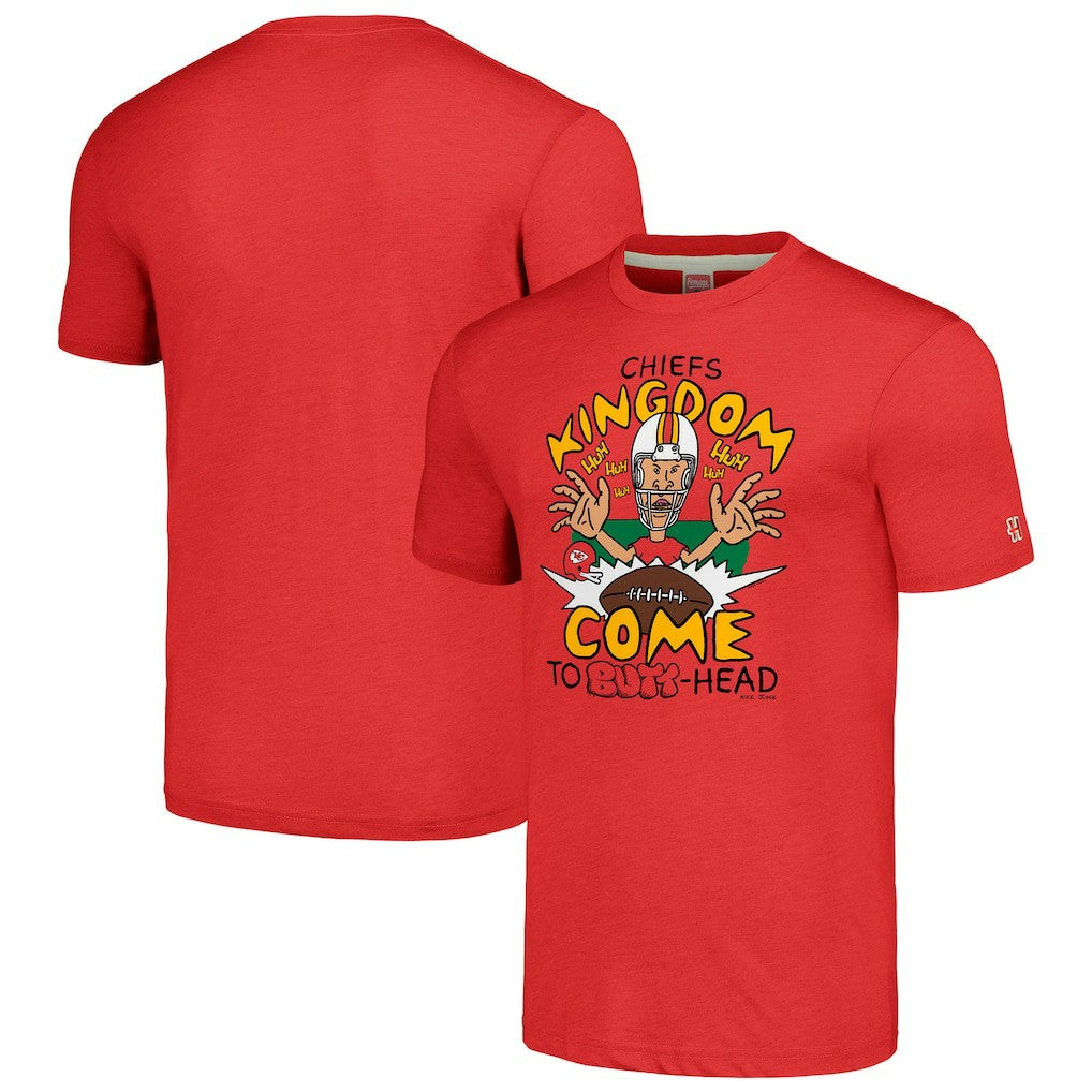 Kansas City Chiefs NFL x Homage x Beavis and Butt-Head Unisex Tri-Blend T-Shirt – Red
