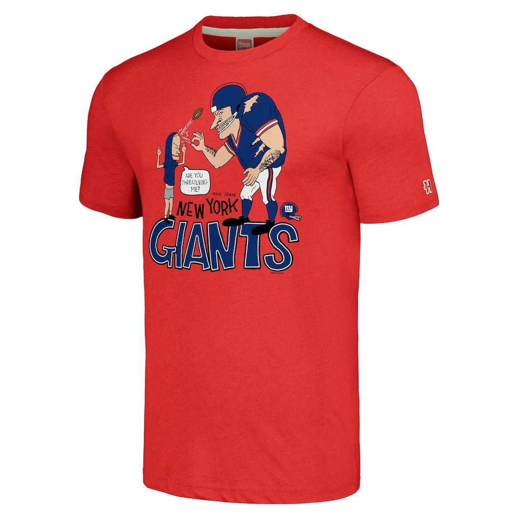 New York Giants NFL x Homage x Beavis and Butt-Head Unisex Tri-Blend T-Shirt – Red