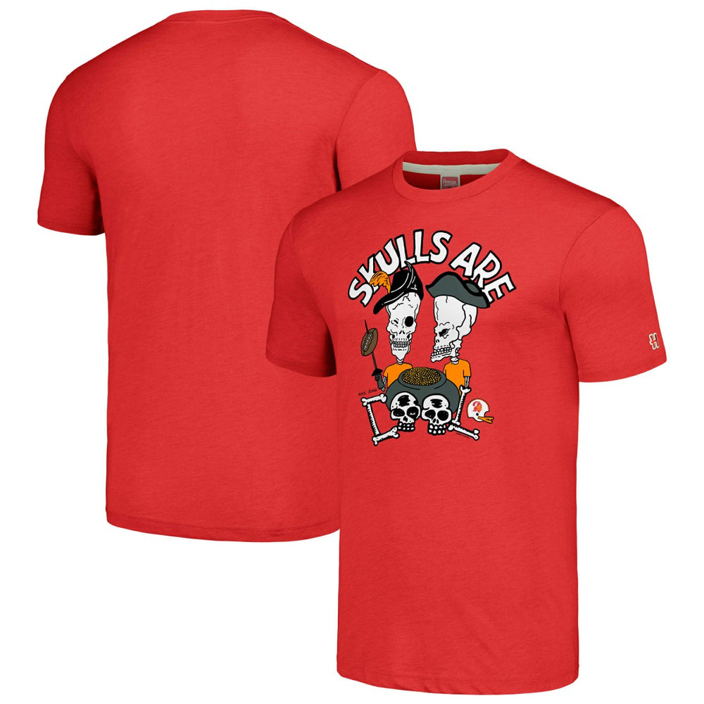 Tampa Bay Buccaneers NFL x Homage x Beavis and Butt-Head Unisex Tri-Blend T-Shirt – Red