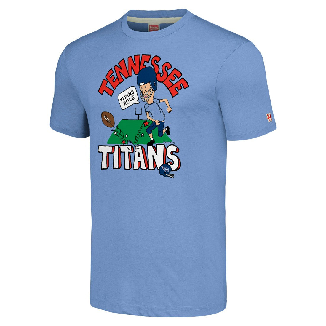 Tennessee Titans NFL x Homage x Beavis and Butt-Head Unisex Tri-Blend T-Shirt – Light Blue