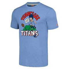 Tennessee Titans NFL x Homage x Beavis and Butt-Head Unisex Tri-Blend T-Shirt – Light Blue